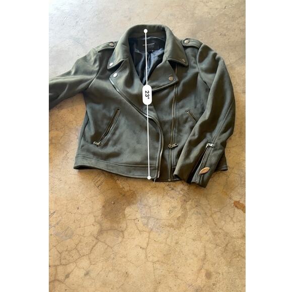 Banana Republic Women’s Olive Moto Jacket Vegan Suede XS - Picture 12 of 15